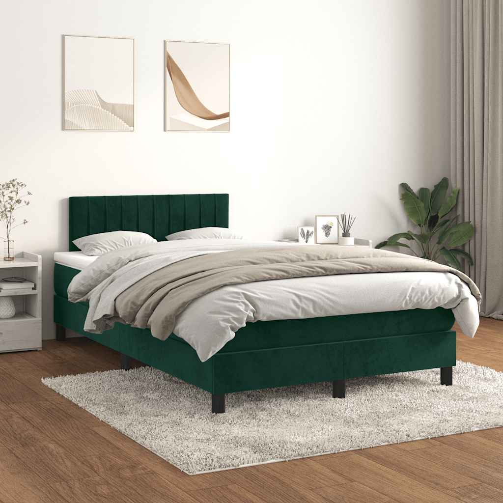 Giroletto a Molle con Materasso Verde Scuro 120x200 cm Velluto
