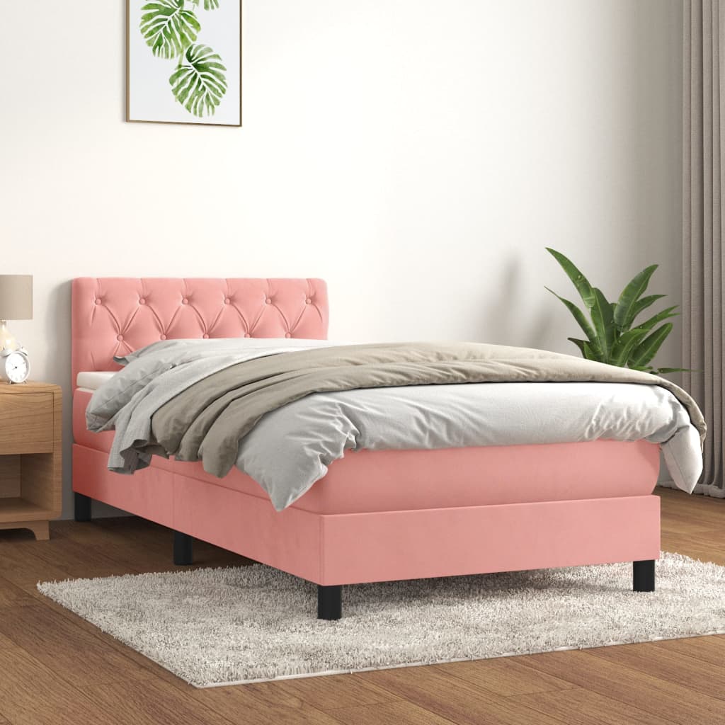 Giroletto a Molle con Materasso Rosa 80x200 cm in Velluto