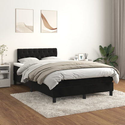 Giroletto a Molle con Materasso Nero 120x200 cm in Velluto