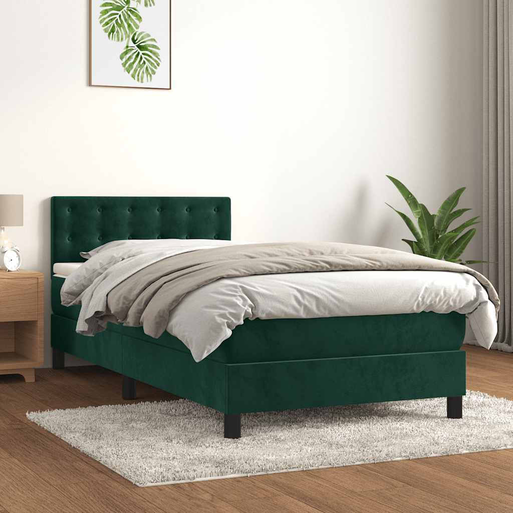 Giroletto a Molle con Materasso Verde Scuro 100x200 cm Velluto
