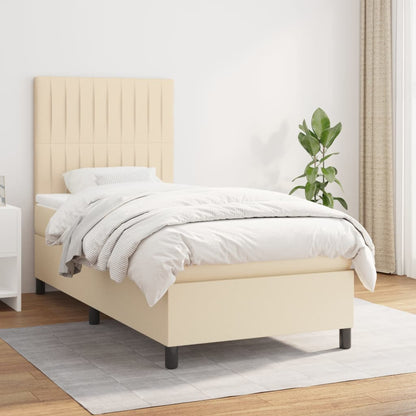 Giroletto a Molle con Materasso Crema 90x190 cm in Tessuto