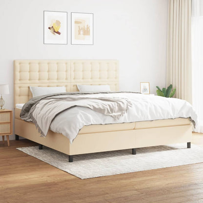Giroletto a Molle con Materasso Crema 200x200 cm in Tessuto
