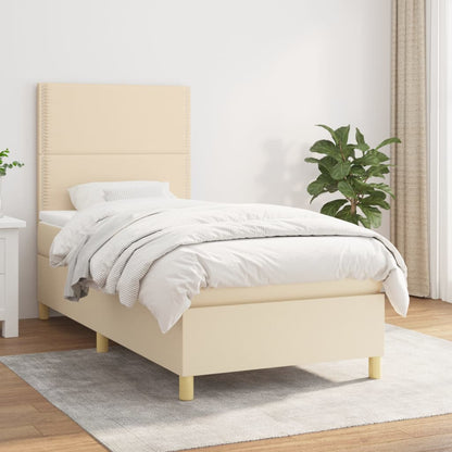 Giroletto a Molle con Materasso Crema 100x200 cm in Tessuto