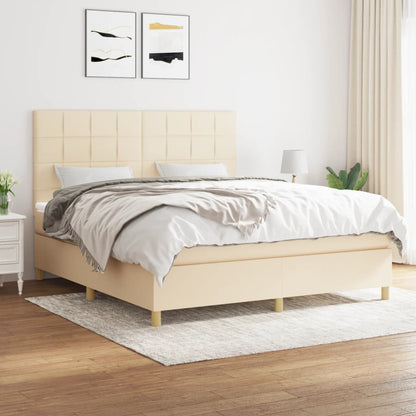 Giroletto a Molle con Materasso Crema 160x200 cm in Tessuto