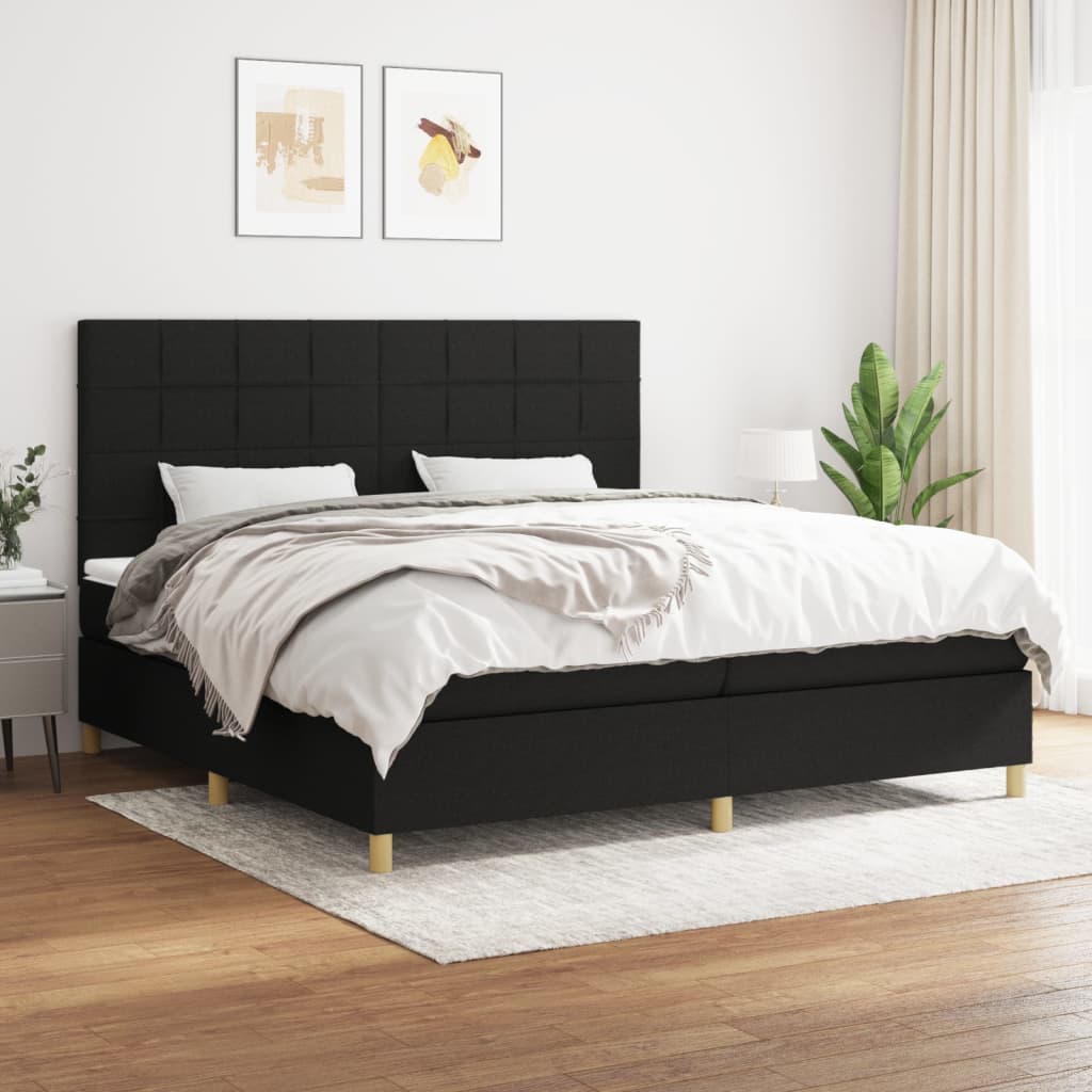 Giroletto a Molle con Materasso Nero 200x200 cm in Tessuto