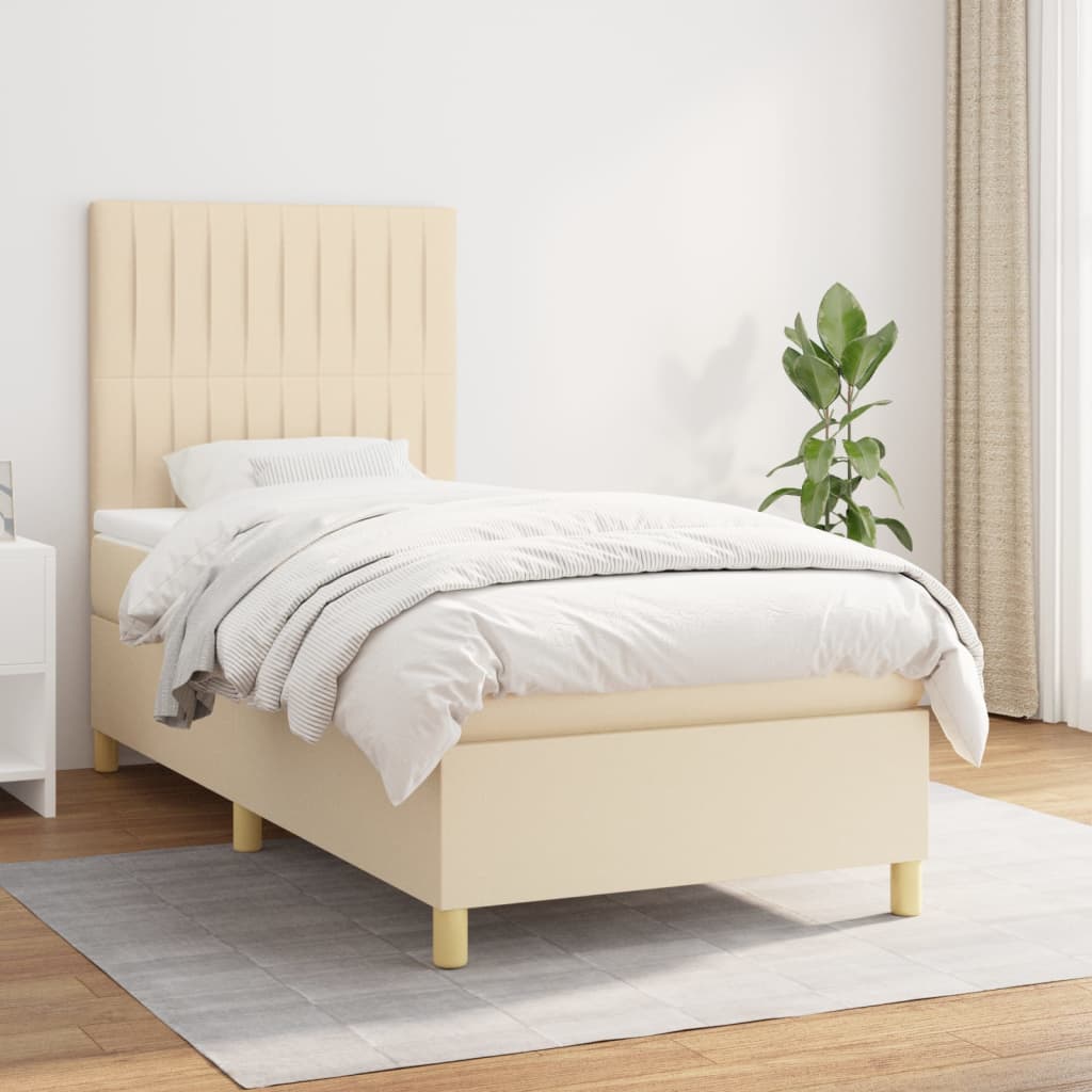 Giroletto a Molle con Materasso Crema 90x200 cm inTessuto