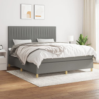 Giroletto a Molle con Materasso Grigio Scuro 160x200 cm Tessuto