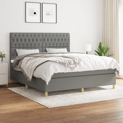 Giroletto a Molle con Materasso Grigio Scuro 180x200 cm Tessuto