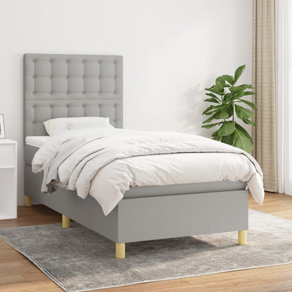 Giroletto a Molle con Materasso Grigio Chiaro 90x190 cm Tessuto