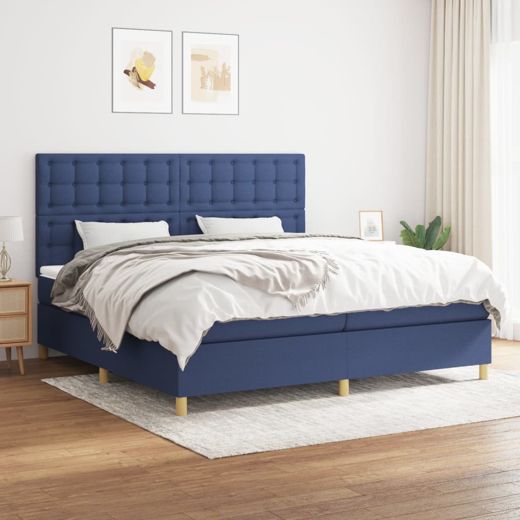 Giroletto a Molle con Materasso Blu 200x200 cm in Tessuto