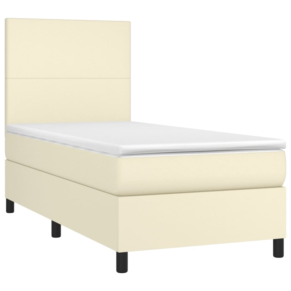 Giroletto a Molle con Materasso Crema 90x190 cm in Similpelle