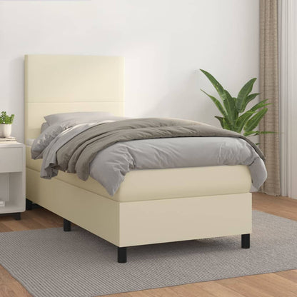 Giroletto a Molle con Materasso Crema 90x190 cm in Similpelle