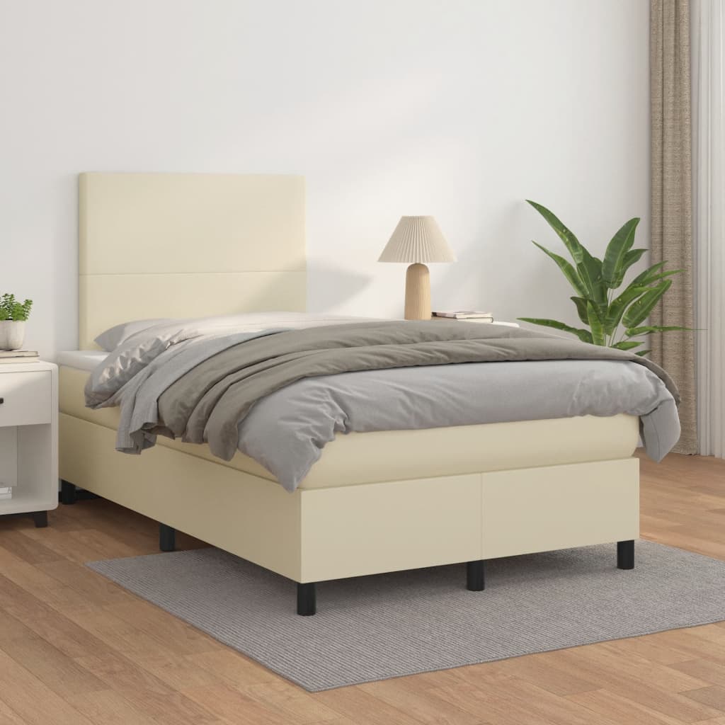 Giroletto a Molle con Materasso Crema 120x200 cm in Similpelle