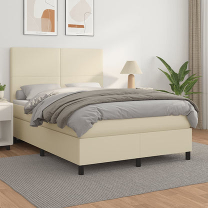 Giroletto a Molle con Materasso Crema 140x190 cm in Similpelle