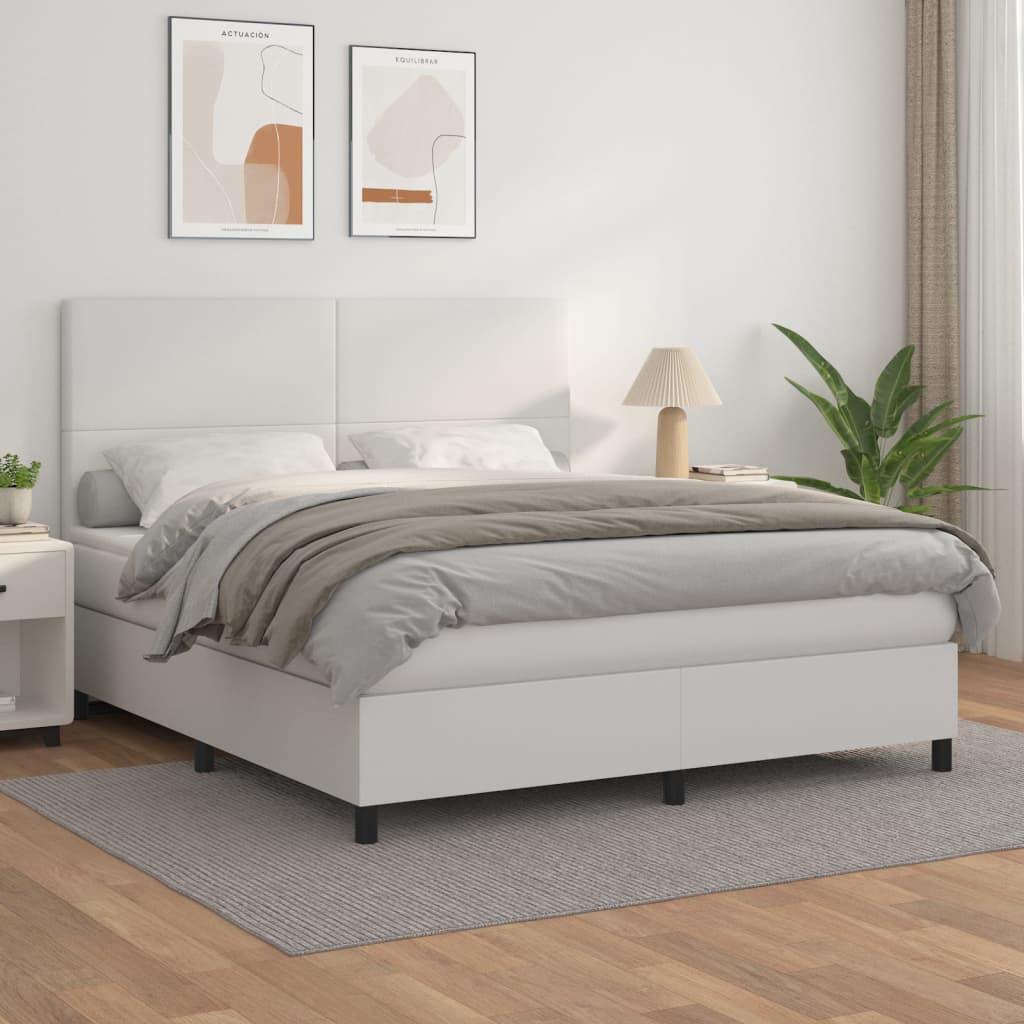 Giroletto a Molle con Materasso Bianco 180x200 cm in Similpelle