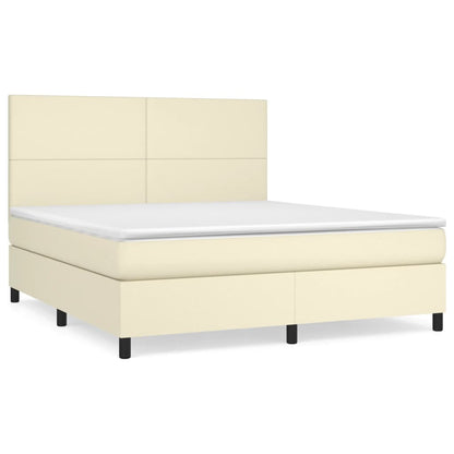 Giroletto a Molle con Materasso Crema 180x200 cm in Similpelle