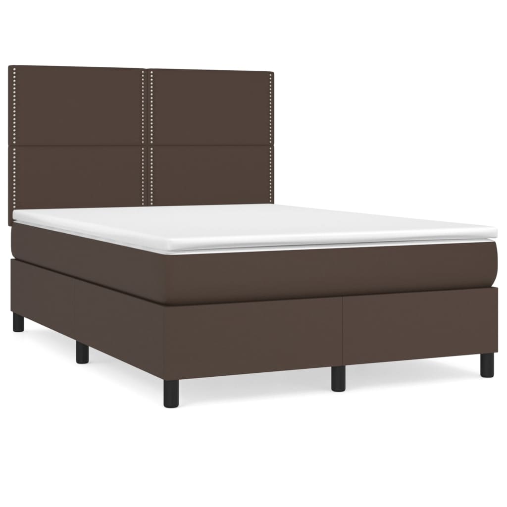 Giroletto a Molle con Materasso Marrone 140x190cm in Similpelle