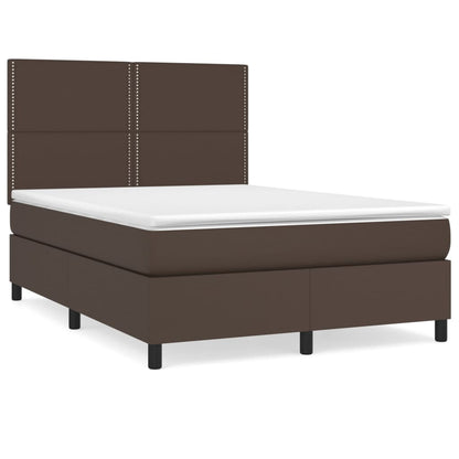 Giroletto a Molle con Materasso Marrone 140x190cm in Similpelle
