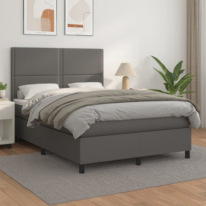 Giroletto a Molle con Materasso Grigio 140x200 cm in Similpelle
