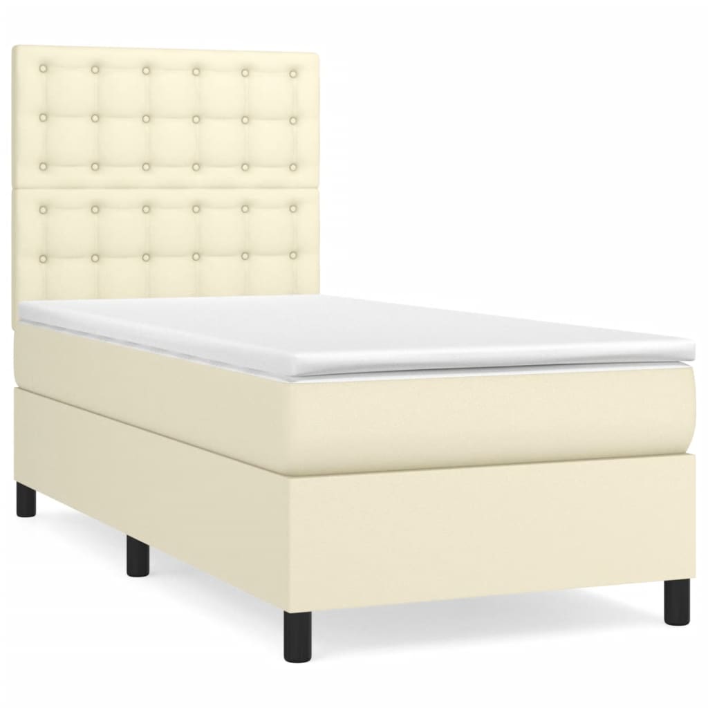 Giroletto a Molle con Materasso Crema 90x190 cm in Similpelle