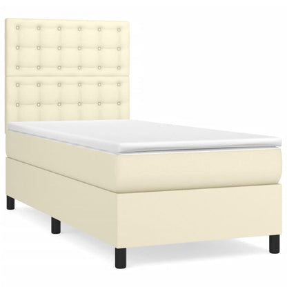 Giroletto a Molle con Materasso Crema 90x190 cm in Similpelle