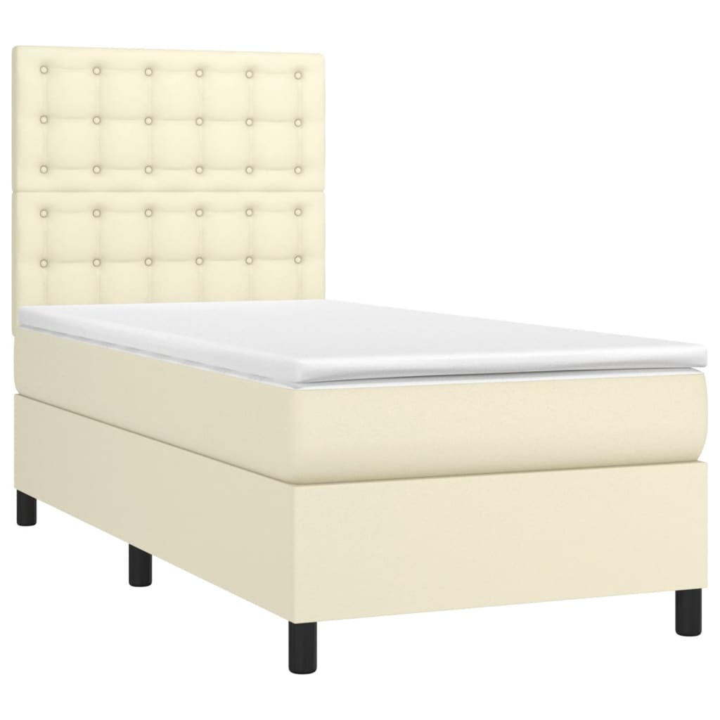 Giroletto a Molle con Materasso Crema 90x190 cm in Similpelle