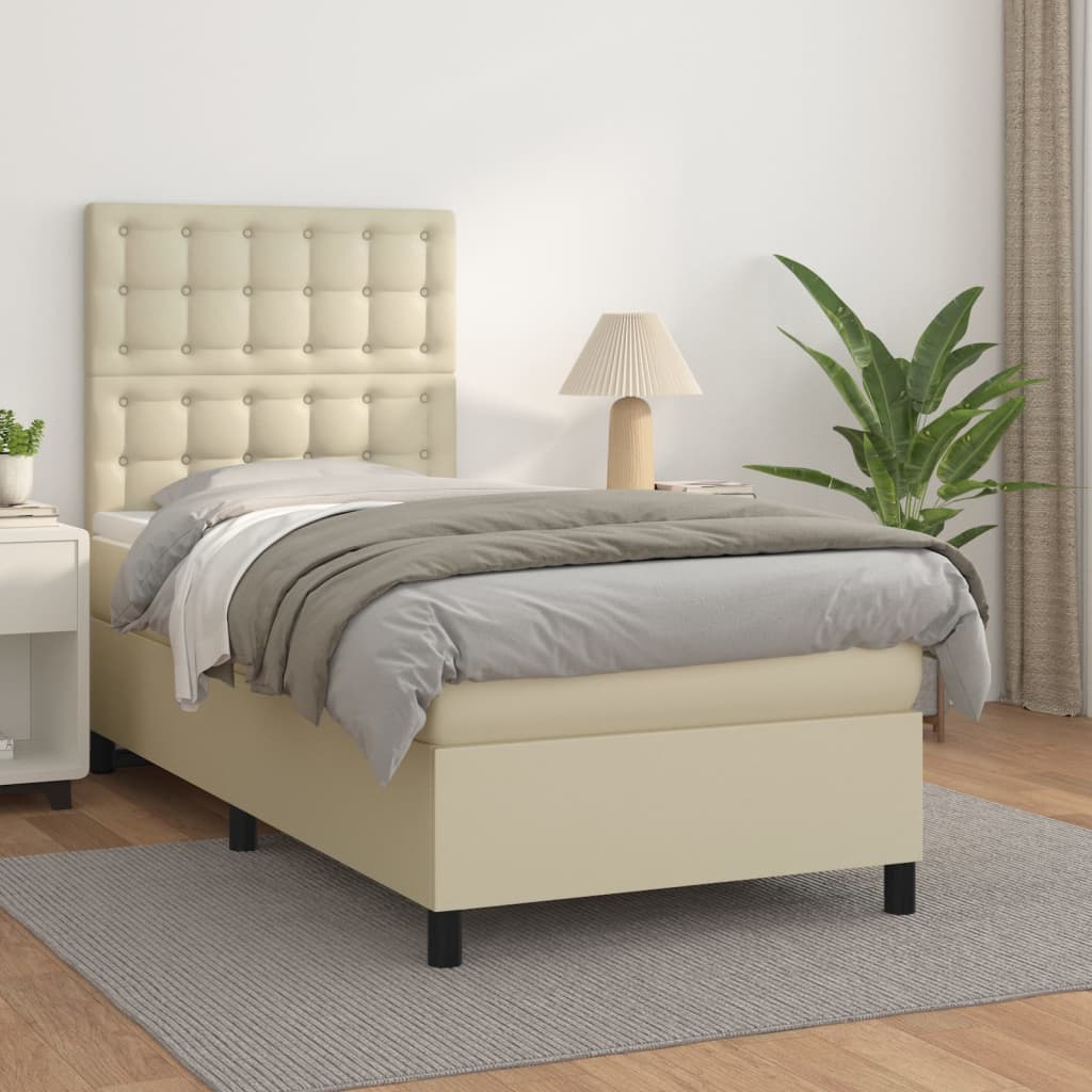 Giroletto a Molle con Materasso Crema 90x190 cm in Similpelle