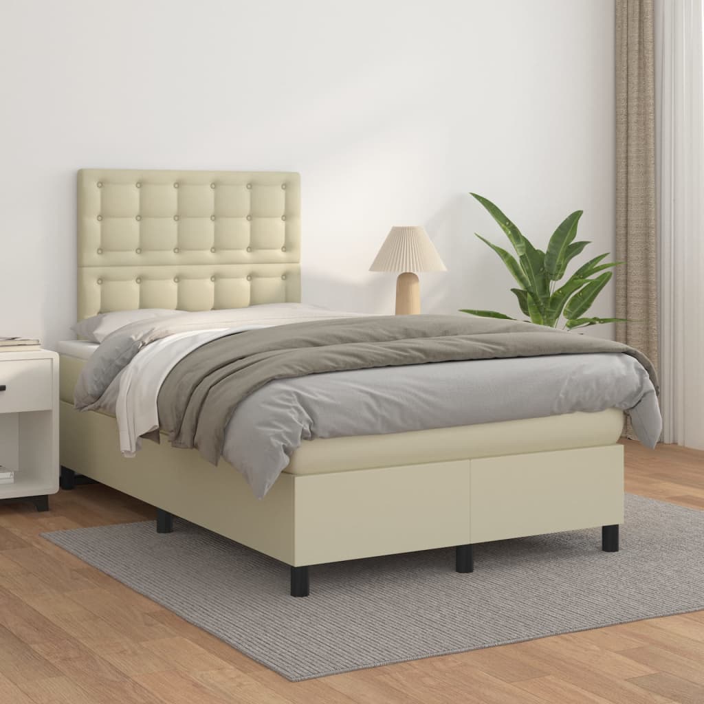 Giroletto a Molle con Materasso Crema 120x200 cm in Similpelle
