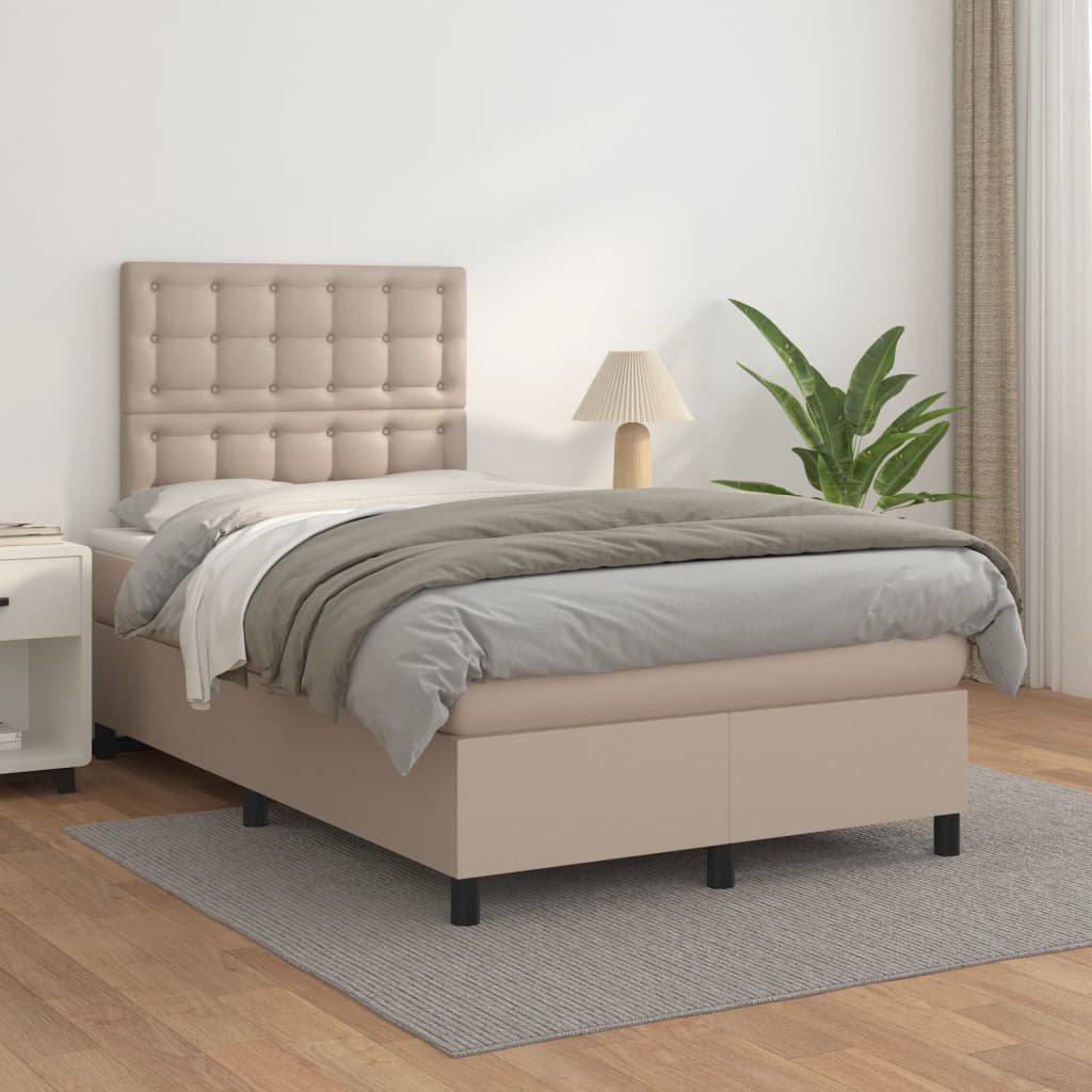 Giroletto a Molle con Materasso Cappuccino 120x200cm Similpelle