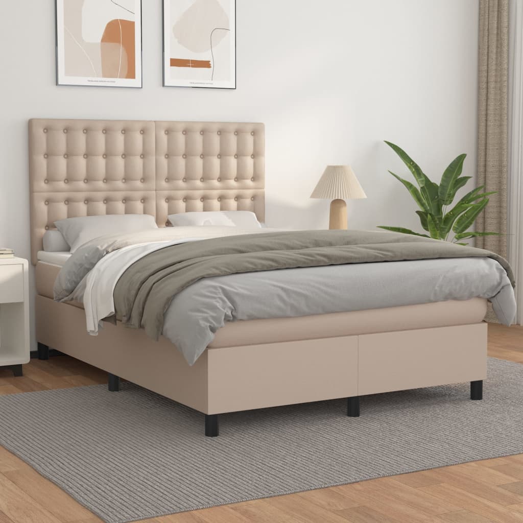 Giroletto a Molle con Materasso Cappuccino 140x190cm Similpelle