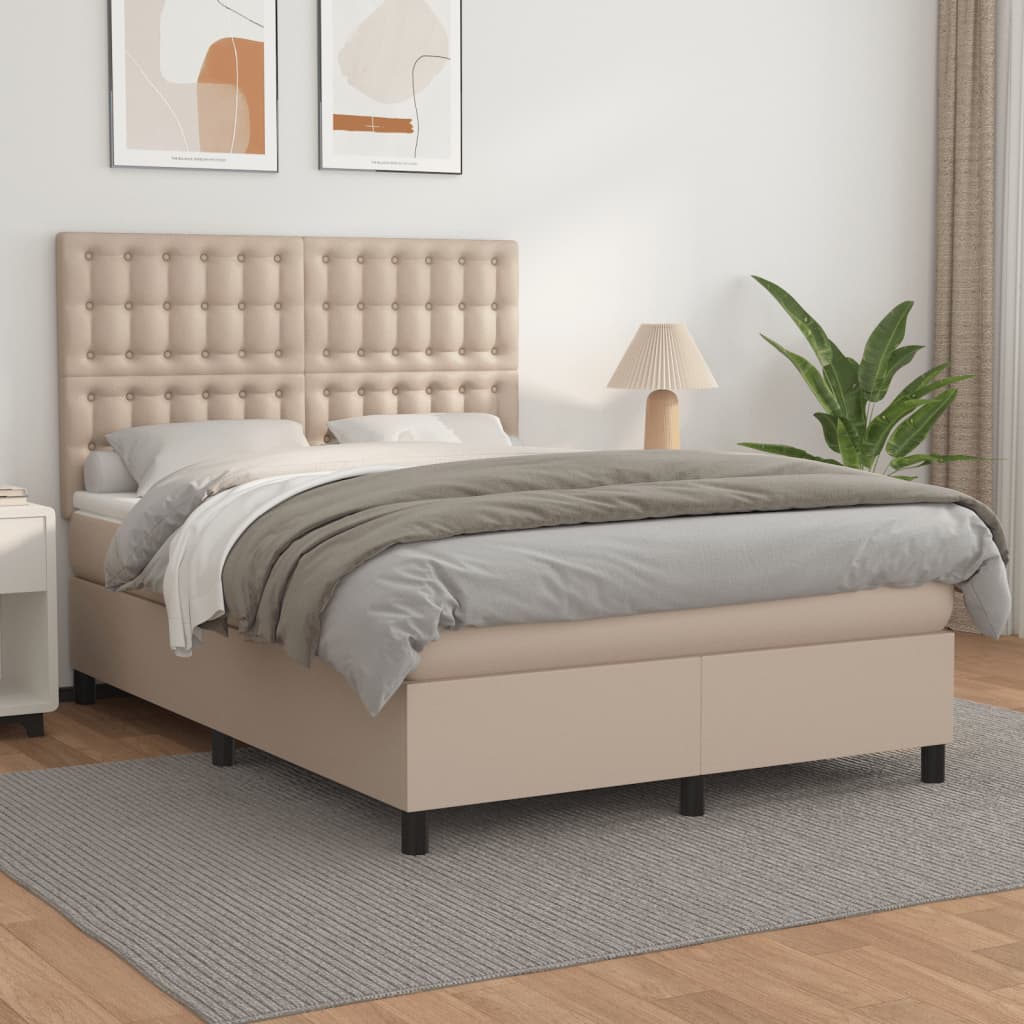 Giroletto a Molle con Materasso Cappuccino 140x200cm Similpelle