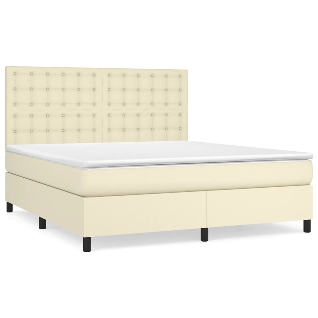 Giroletto a Molle con Materasso Crema 180x200 cm in Similpelle