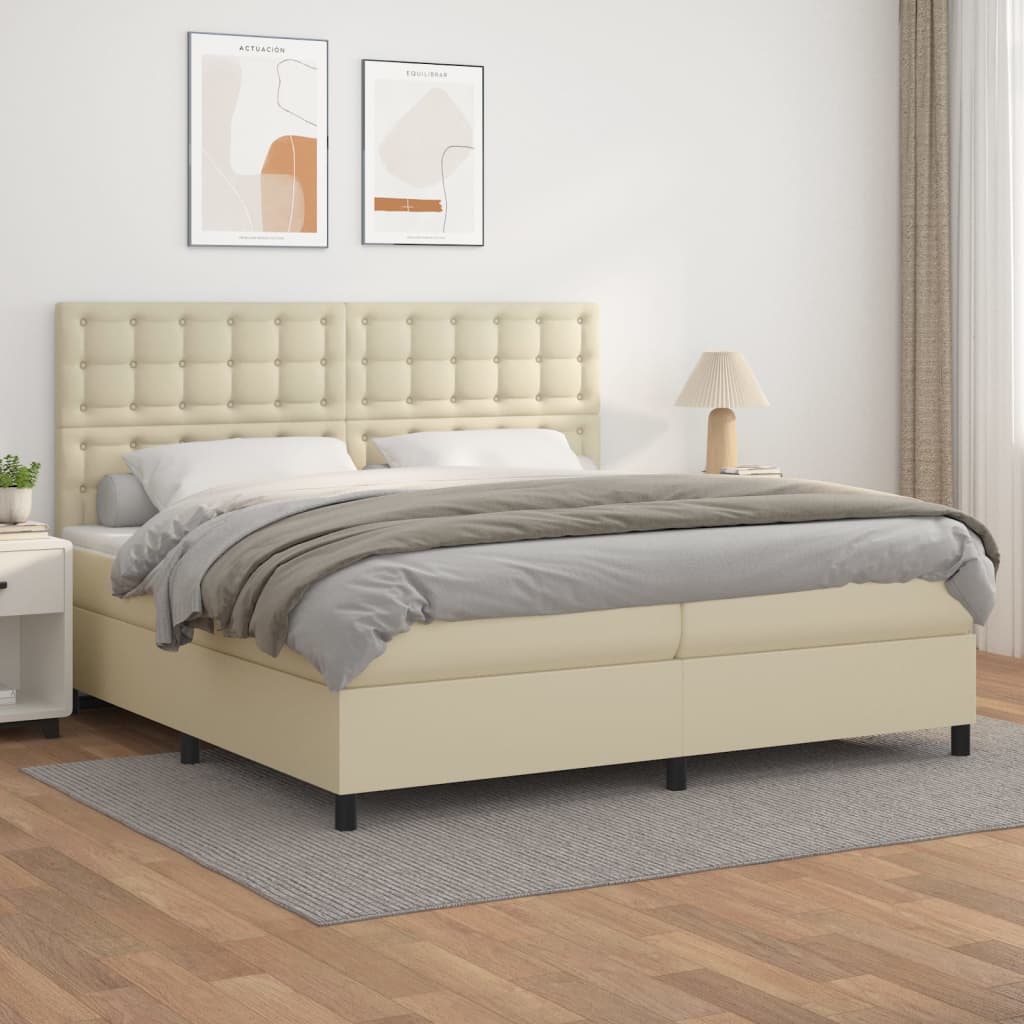 Giroletto a Molle con Materasso Crema 200x200 cm in Similpelle