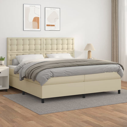 Giroletto a Molle con Materasso Crema 200x200 cm in Similpelle