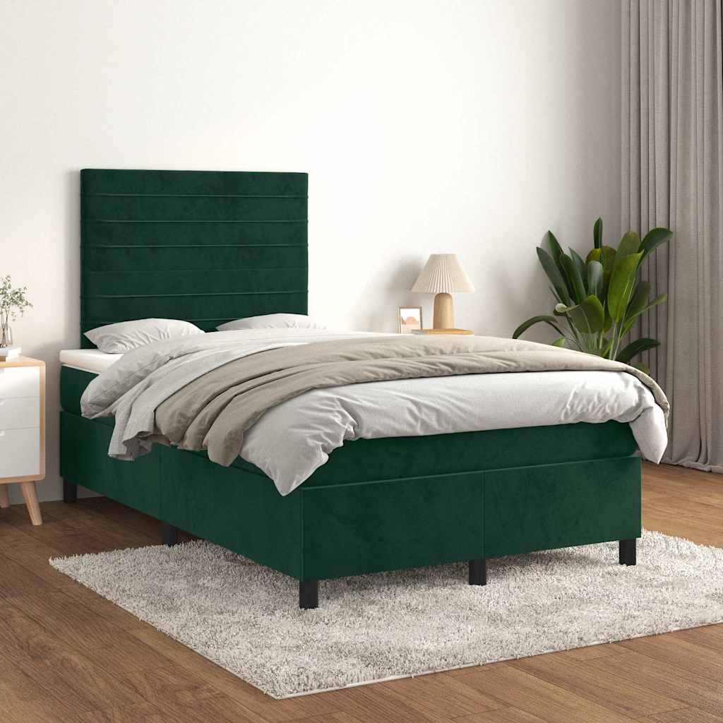 Giroletto a Molle con Materasso Verde Scuro 120x200 cm Velluto