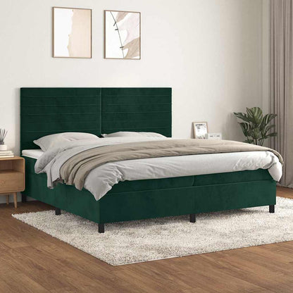 Giroletto a Molle con Materasso Verde Scuro 200x200 cm Velluto