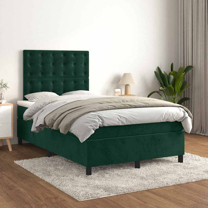 Giroletto a Molle con Materasso Verde Scuro 120x200 cm Velluto