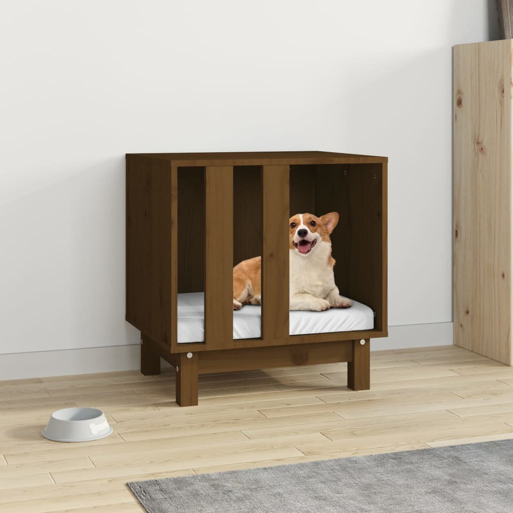 Casetta per Cani Ambra 50x40x52 cm in Legno Massello di Pino