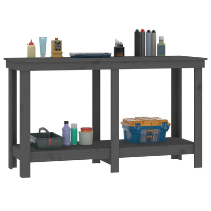 Banco da Lavoro Grigio 140x50x80 cm in Legno Massello di Pino