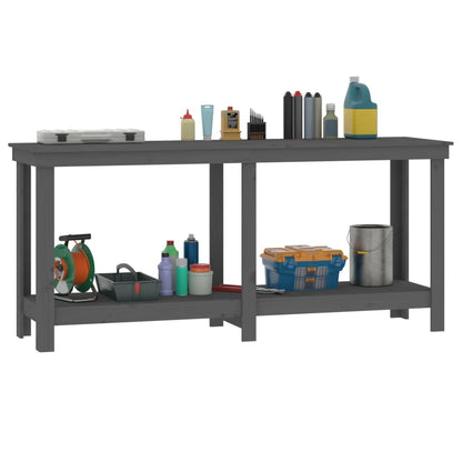 Banco da Lavoro Grigio 180x50x80 cm in Legno Massello di Pino