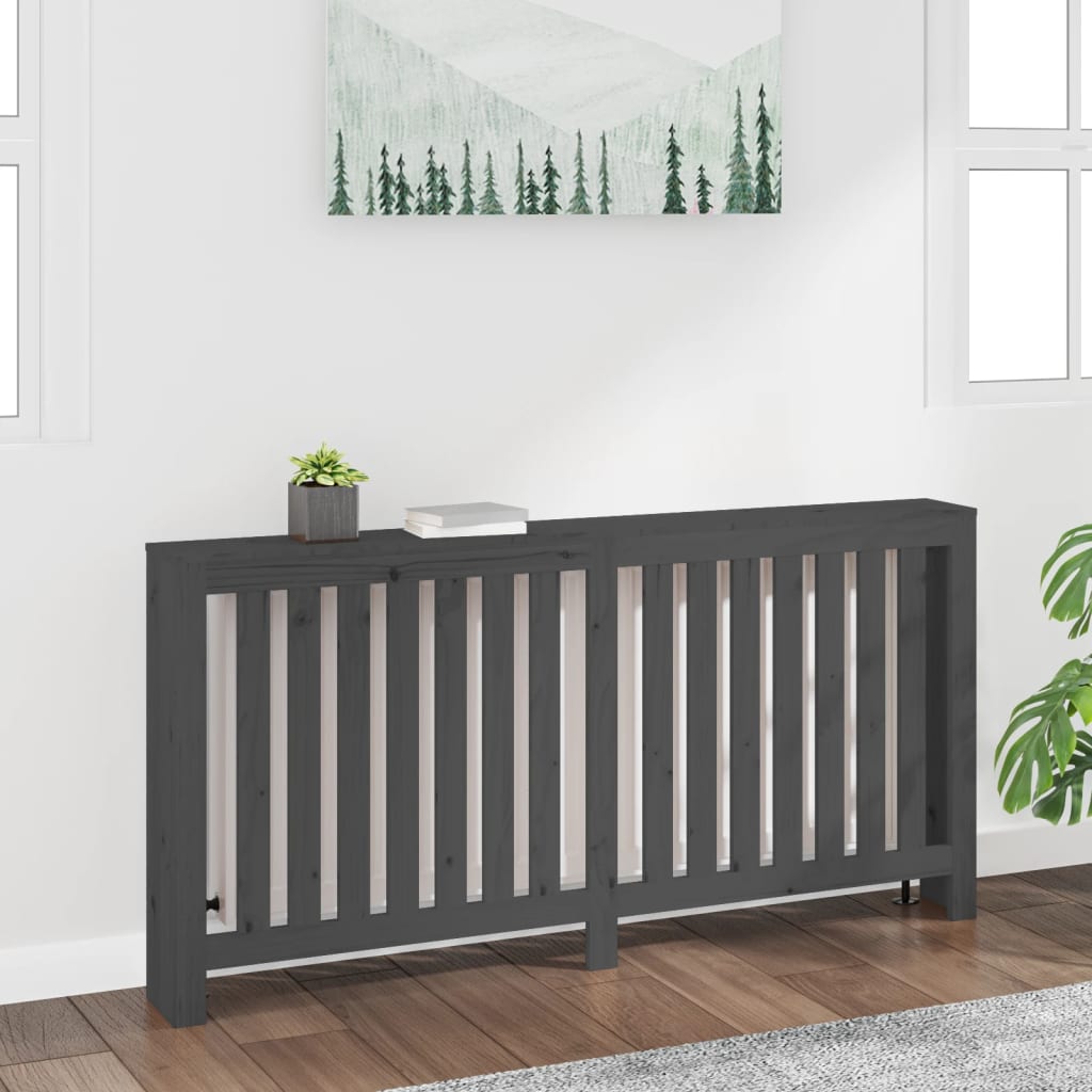 Copertura Termosifone Grigia 169x19x84 cm Legno Massello Pino