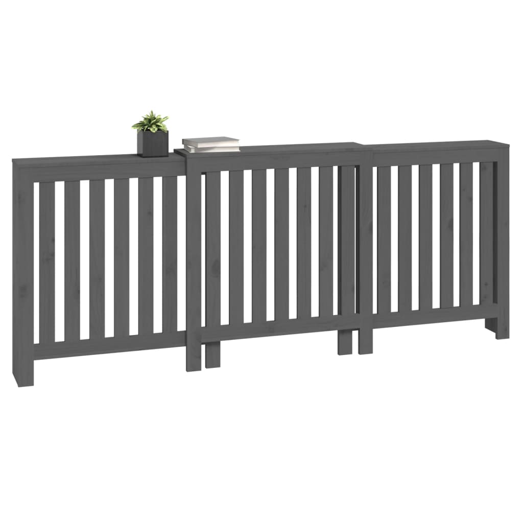 Copertura Termosifone Grigia 210x21x85 cm Legno Massello Pino