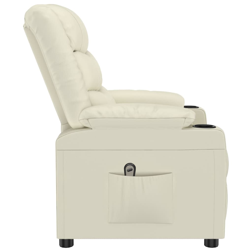 Poltrona Reclinabile Elettrica Crema in Similpelle