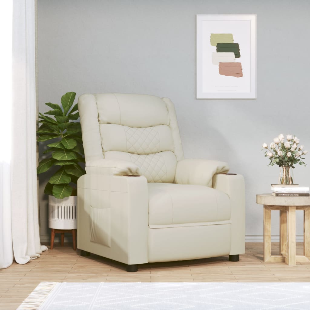 Poltrona Reclinabile Elettrica Crema in Similpelle