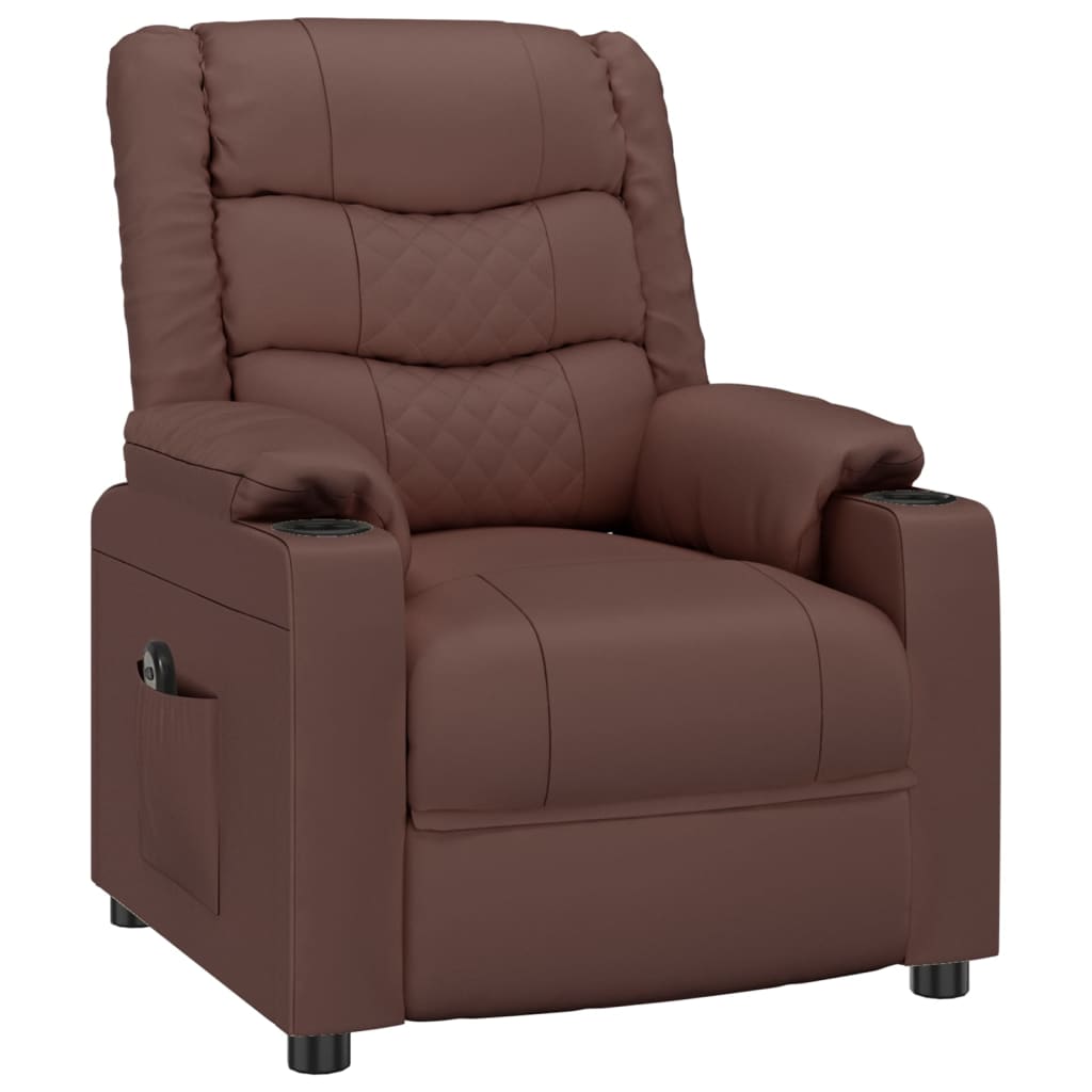 Poltrona Reclinabile Elettrica Marrone in Similpelle