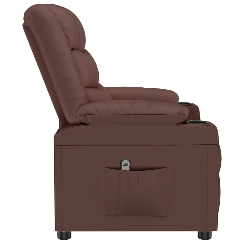 Poltrona Reclinabile Elettrica Marrone in Similpelle