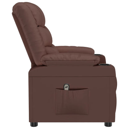 Poltrona Reclinabile Elettrica Marrone in Similpelle