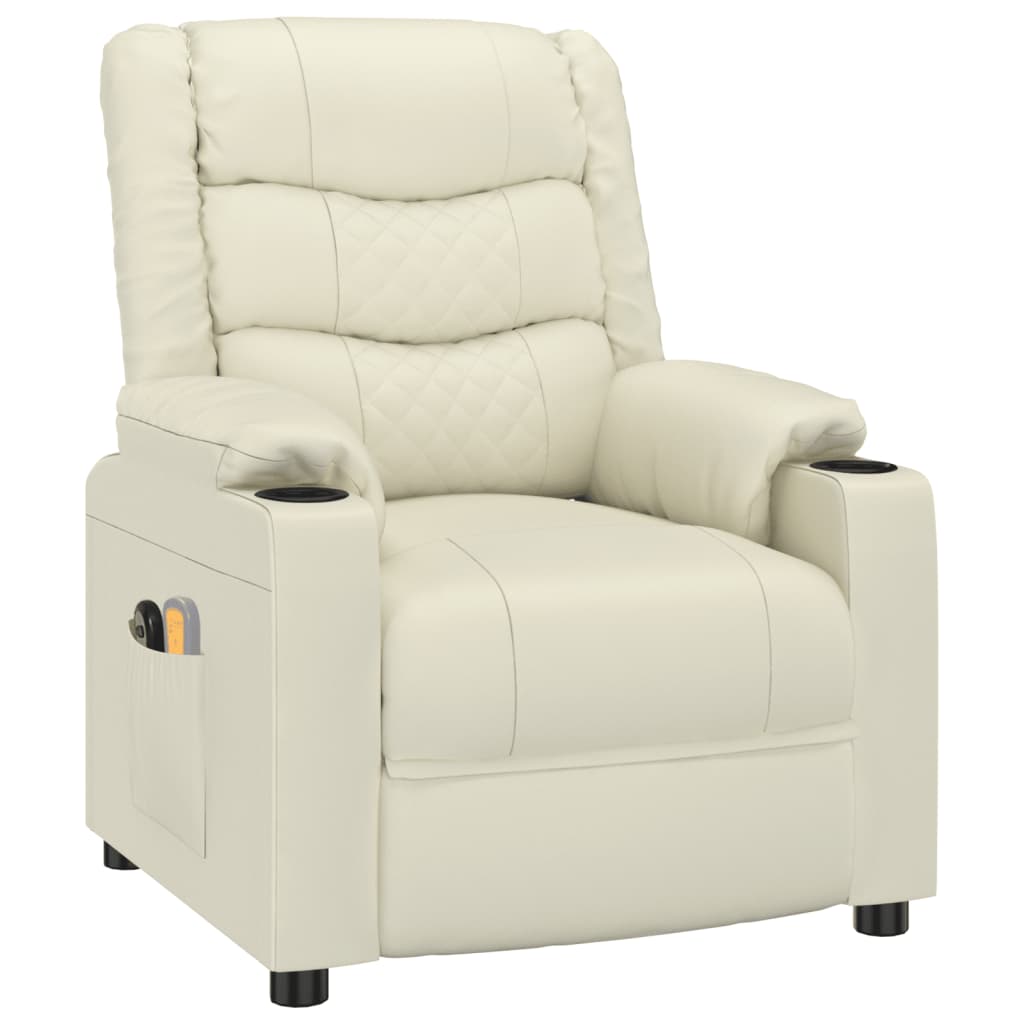 Poltrona Massaggiante Elettrica Crema Similpelle