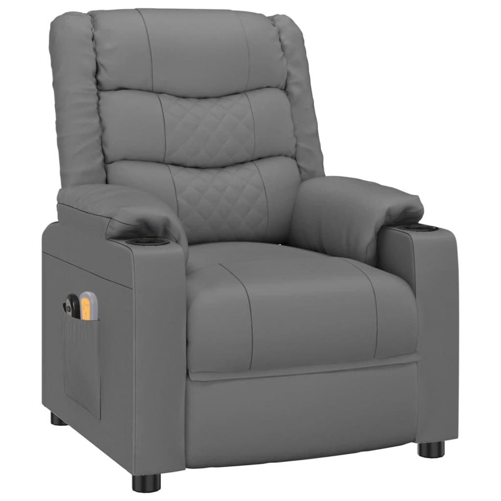 Poltrona Massaggiante Elettrica Grigio Similpelle
