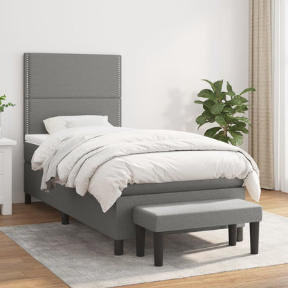 Giroletto a Molle con Materasso Grigio Scuro 80x200 cm Tessuto
